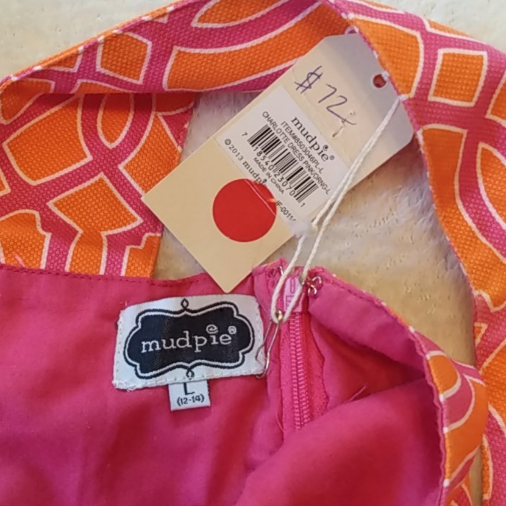 NWT MudPie Pink & Orange Open Back Charlotte Dress - Picture 6 of 10